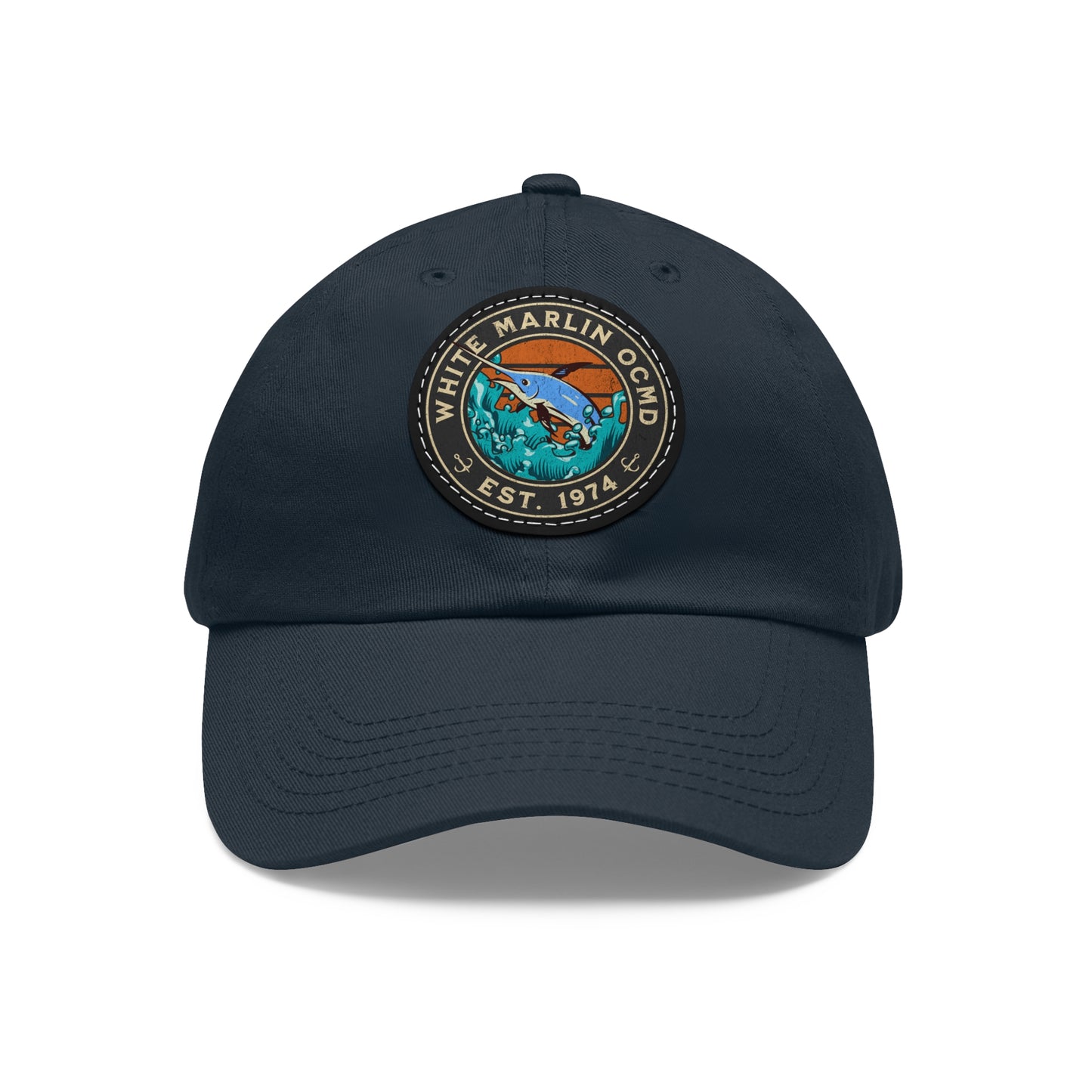 White Marlin Cap with Leather Patch