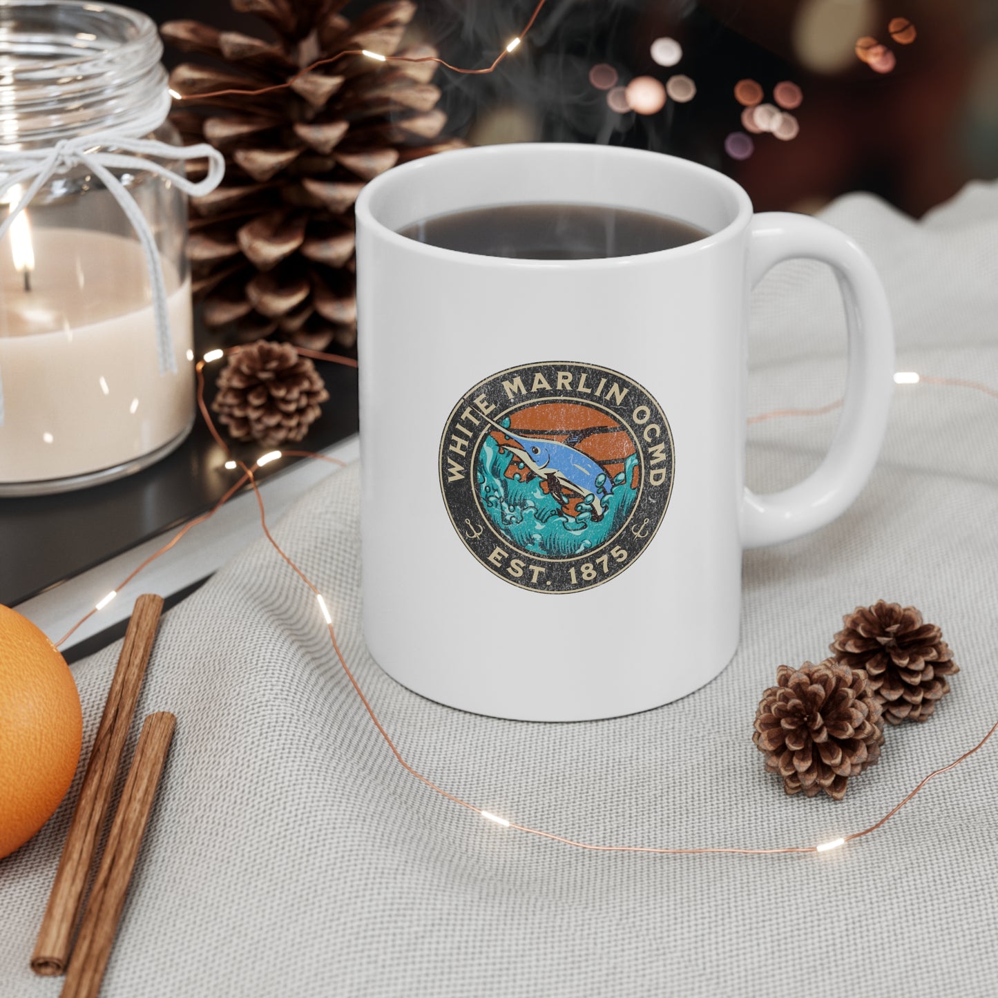 White Marlin Ceramic Mug