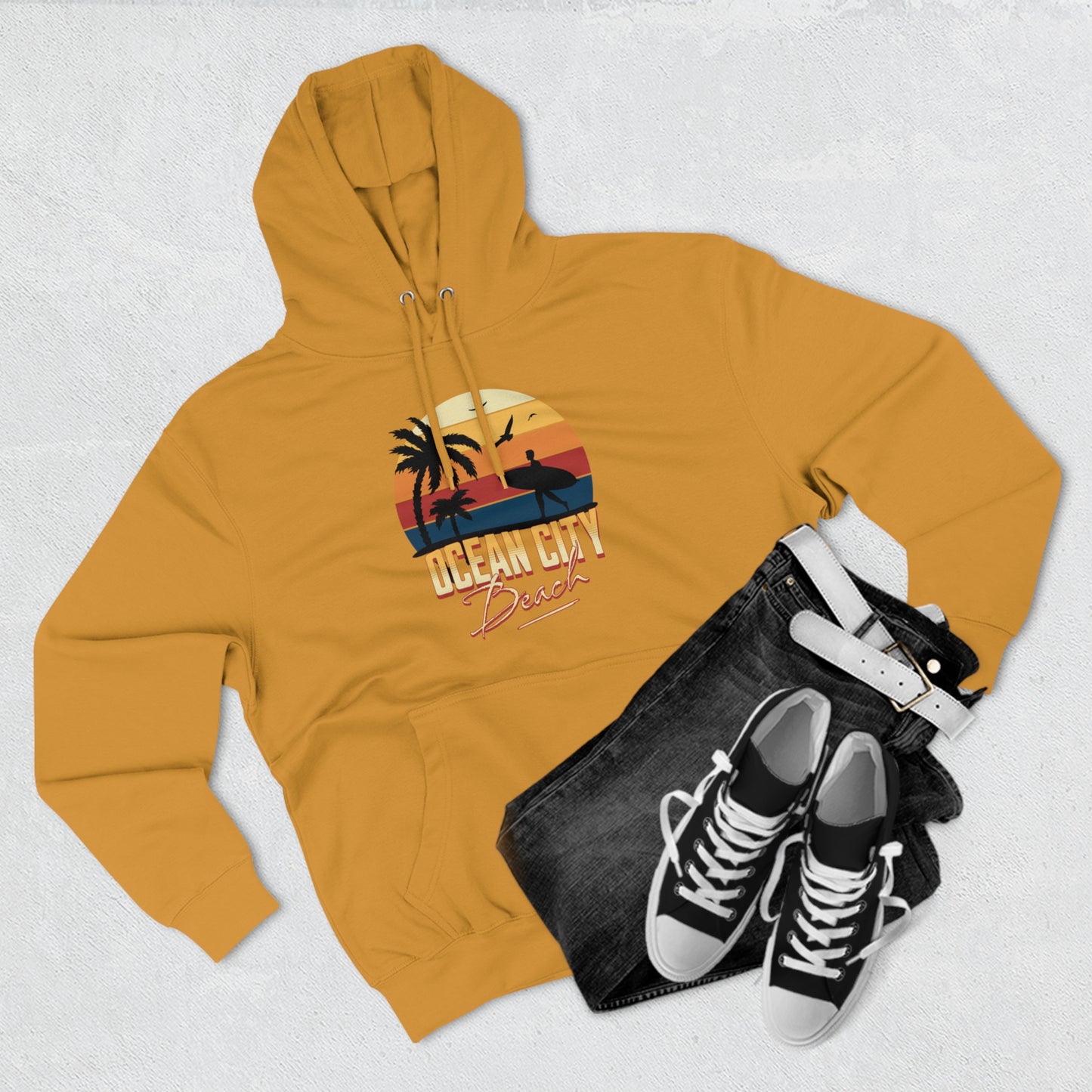 Retro Ocean City Unisex Premium Pullover Hoodie