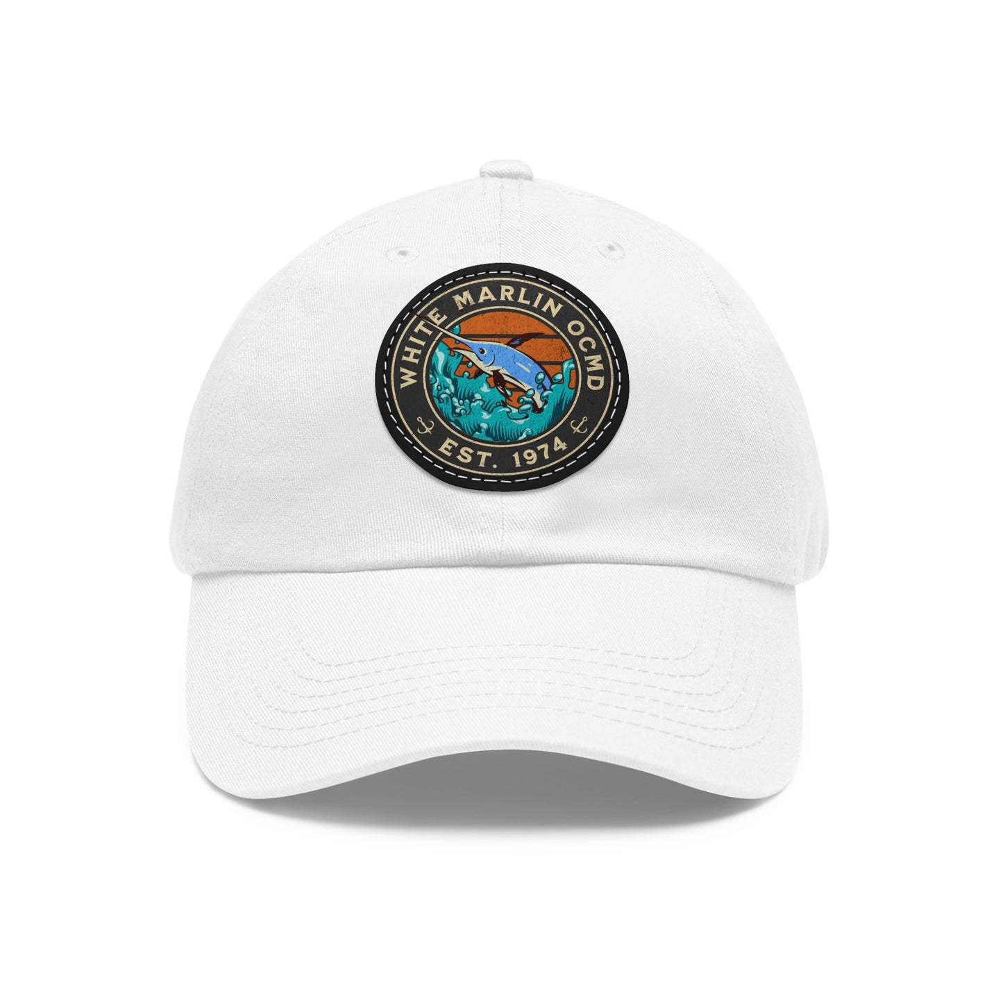 White Marlin Cap with Leather Patch