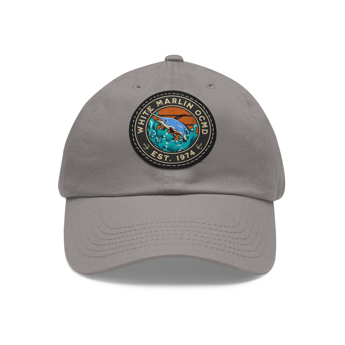 White Marlin Cap with Leather Patch