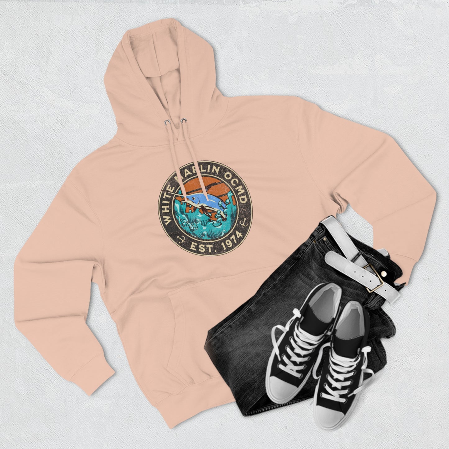 White Marlin Unisex Premium Pullover Hoodie