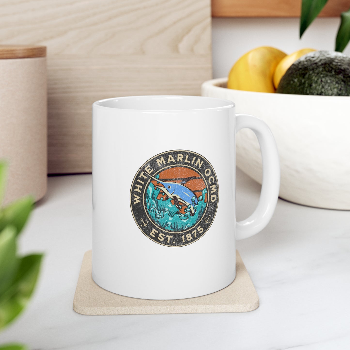 White Marlin Ceramic Mug