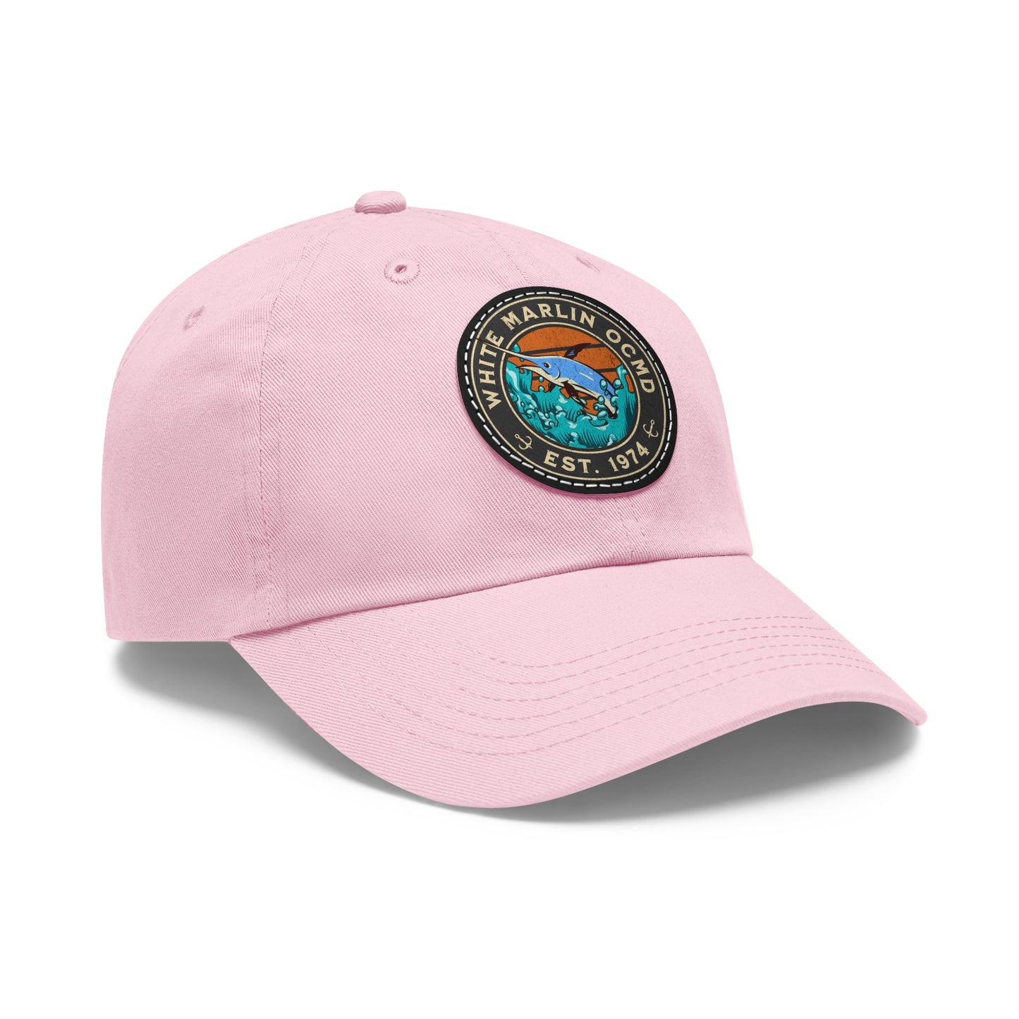 White Marlin Cap with Leather Patch