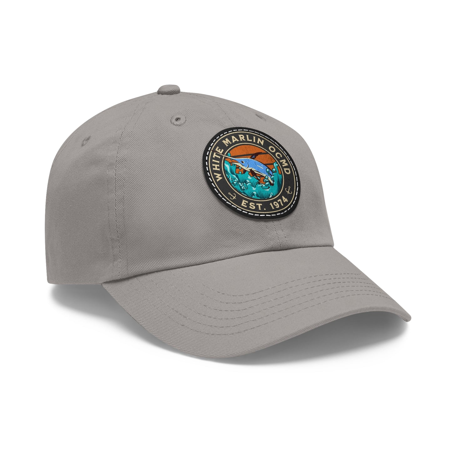 White Marlin Cap with Leather Patch