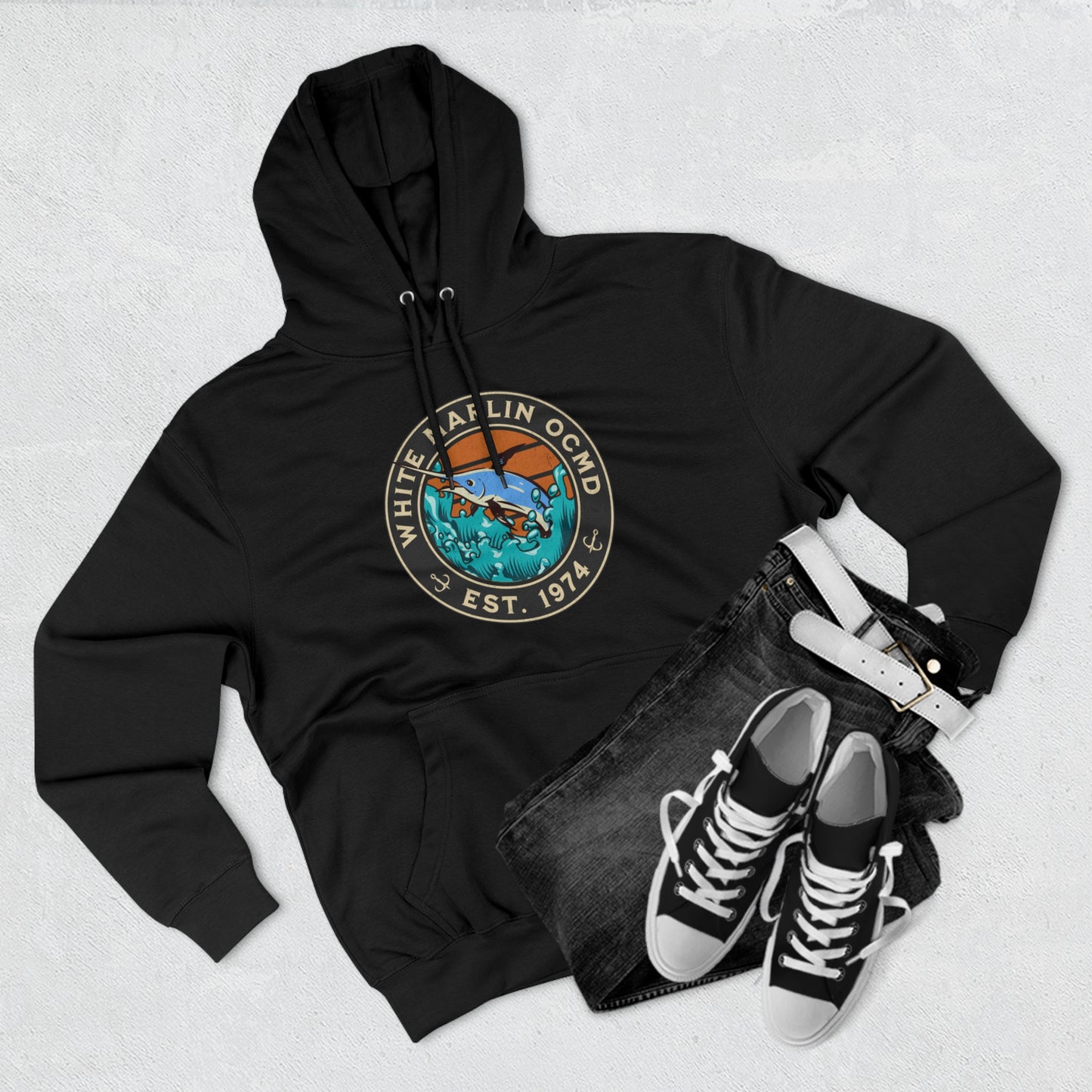 White Marlin Unisex Premium Pullover Hoodie