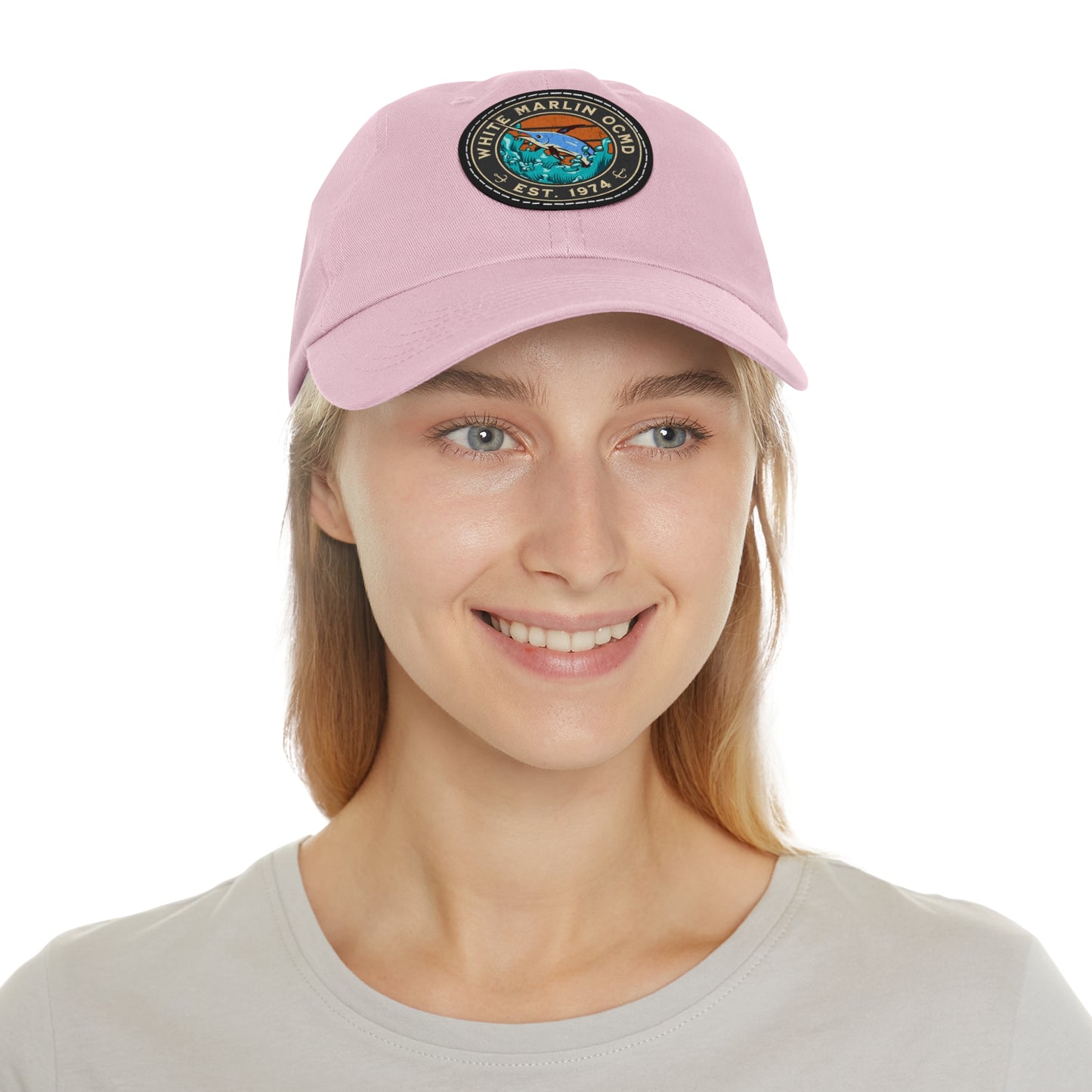 White Marlin Cap with Leather Patch