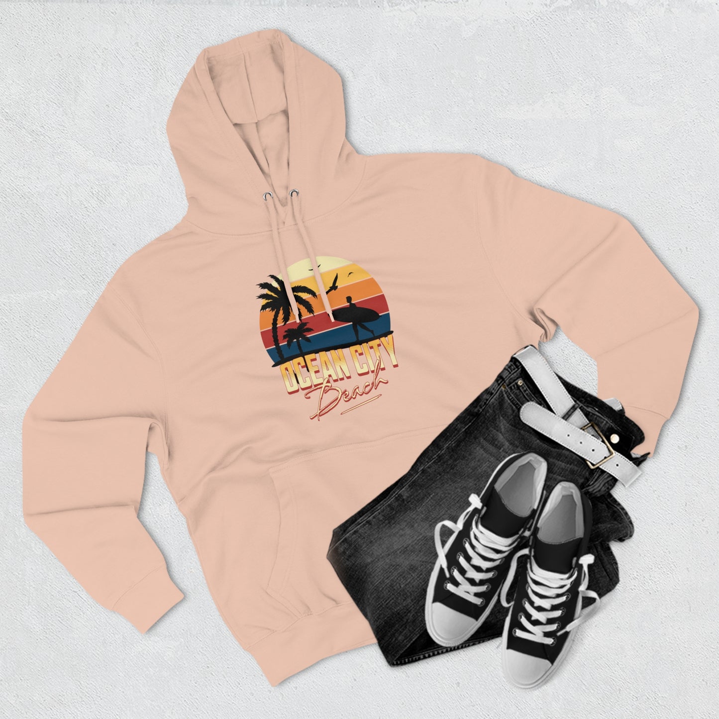 Retro Ocean City Unisex Premium Pullover Hoodie