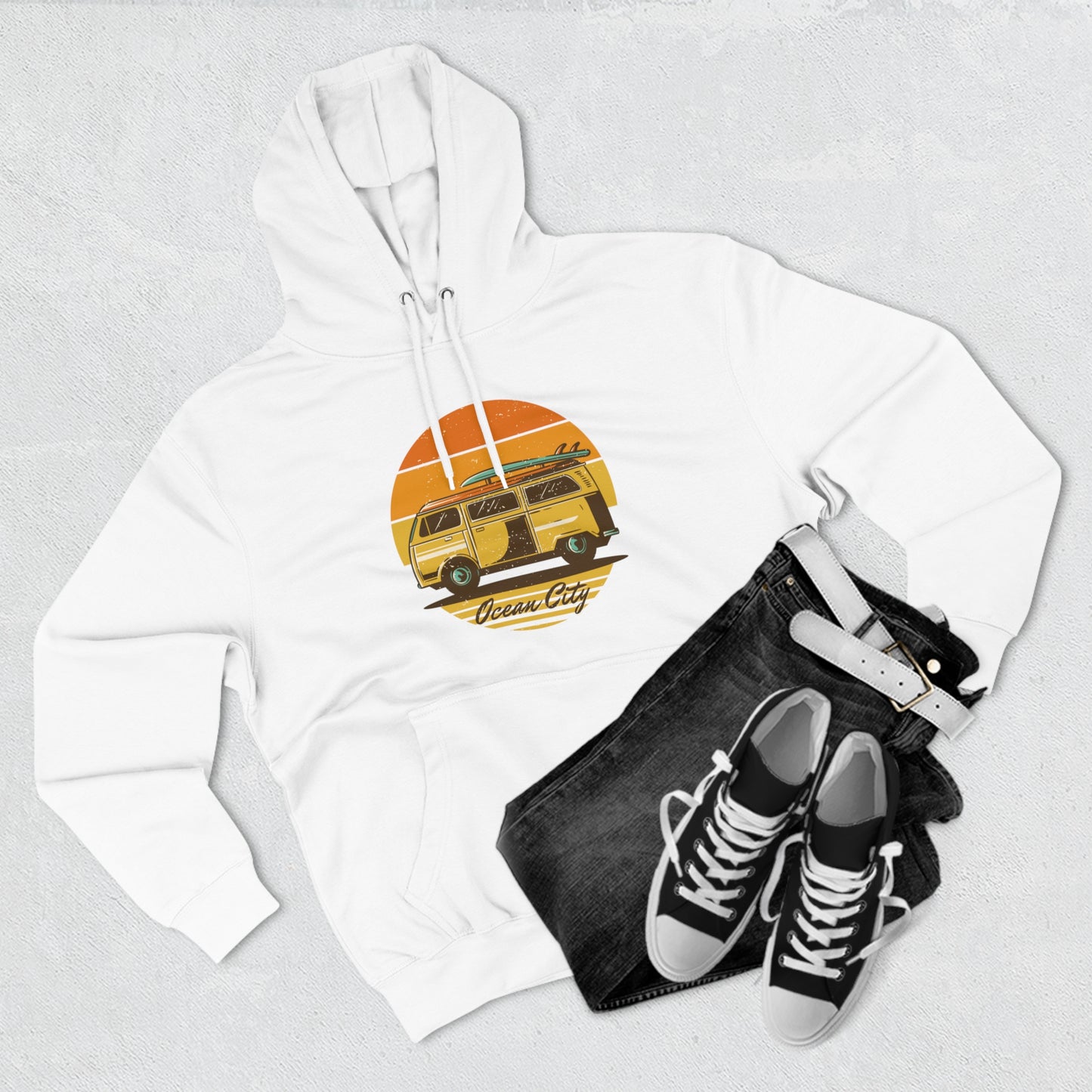 Surf CamperVan Unisex Premium Pullover Hoodie